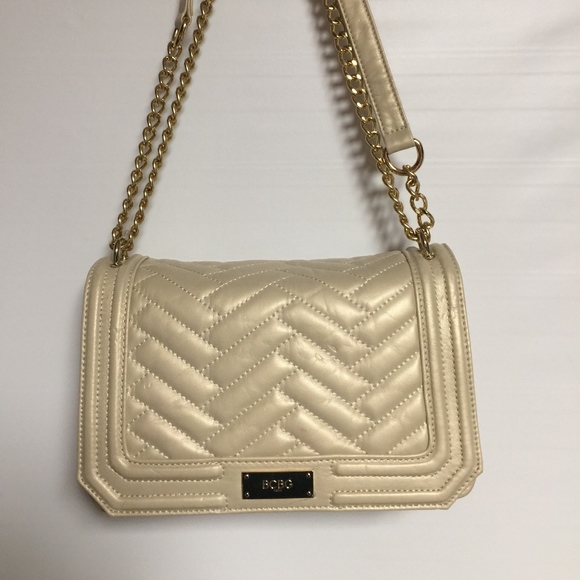 BCBG Handbags - BCBG Paris beige shiny chained bag